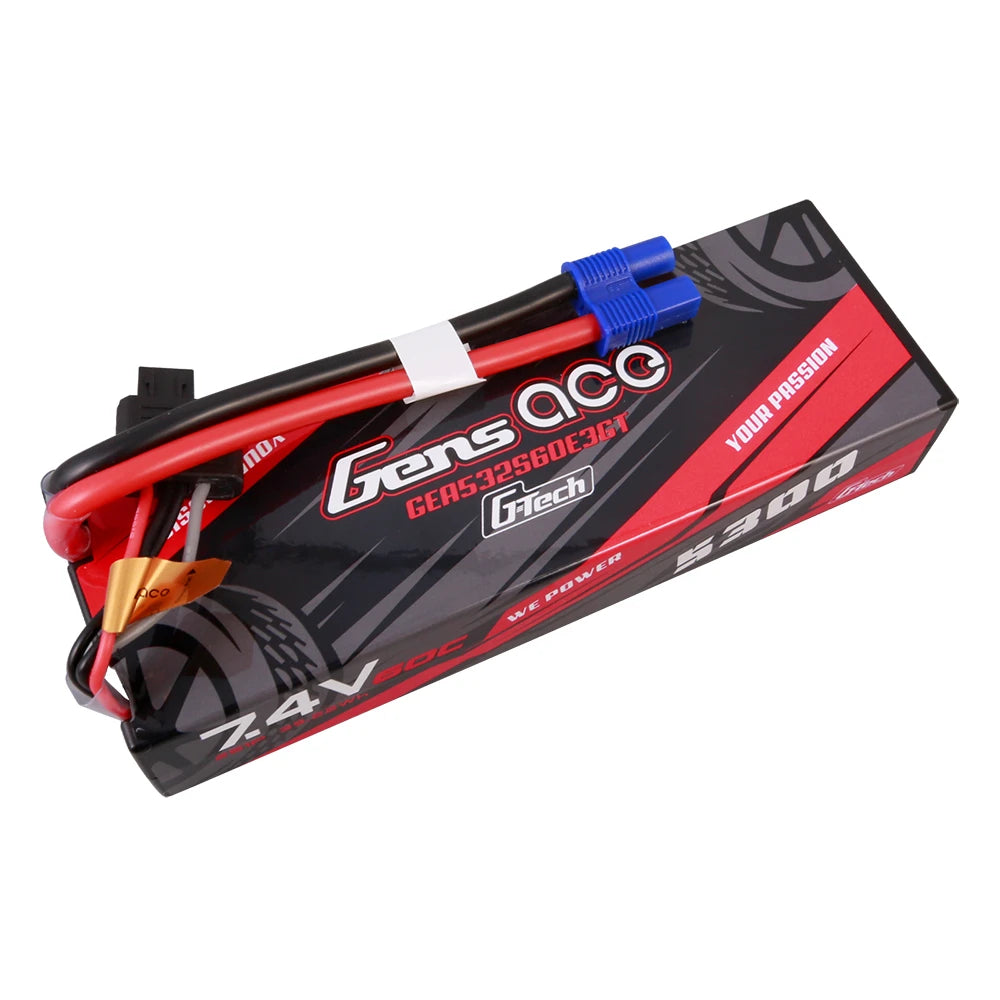 Gens ace 5300mAh 2S 60C 7.4V Lipo Battery | Hardcase | EC3 Plug | Car Classic
