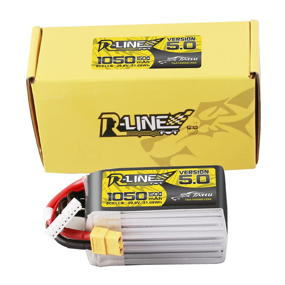Tattu 1050mAh 8S 150C 29.6V Lipo Battery | XT60 Plug | R-Line 5.0