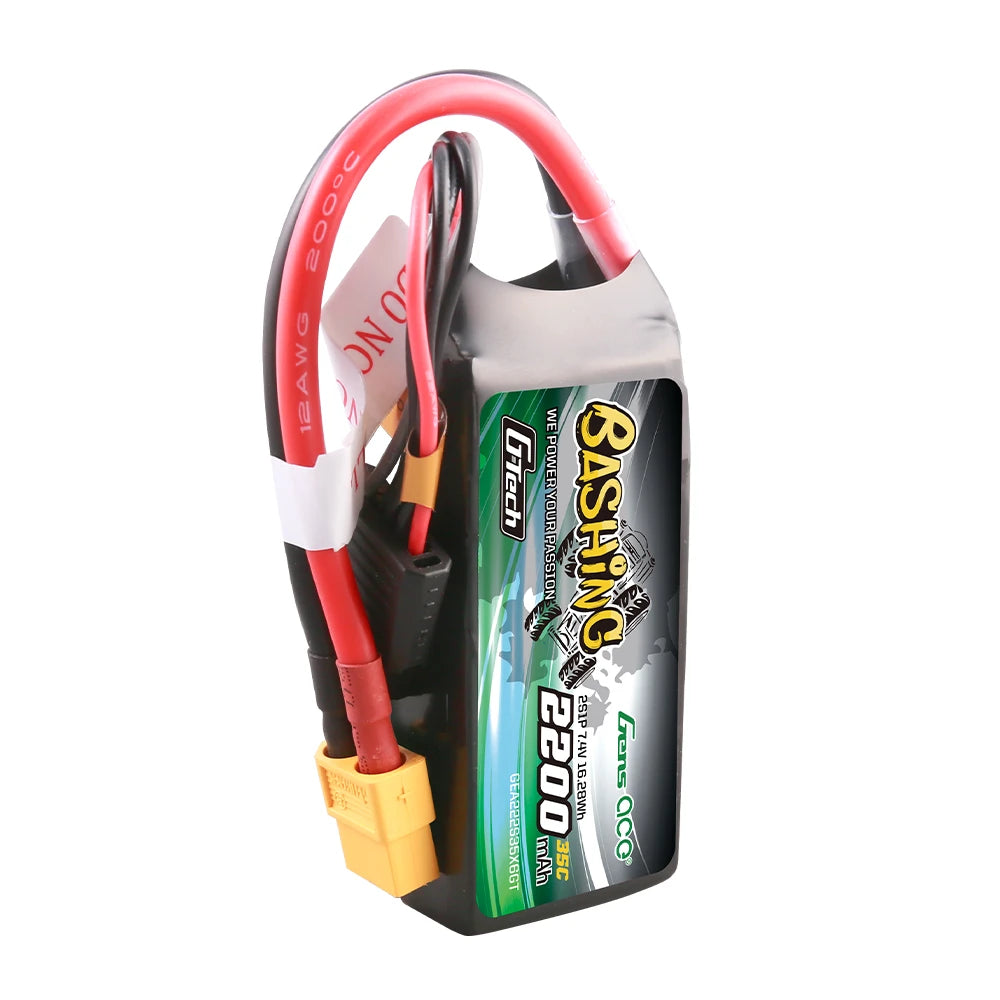 Gens ace 2200mAh 3S 35C 11.1V Lipo Battery | XT60 Plug | Bashing