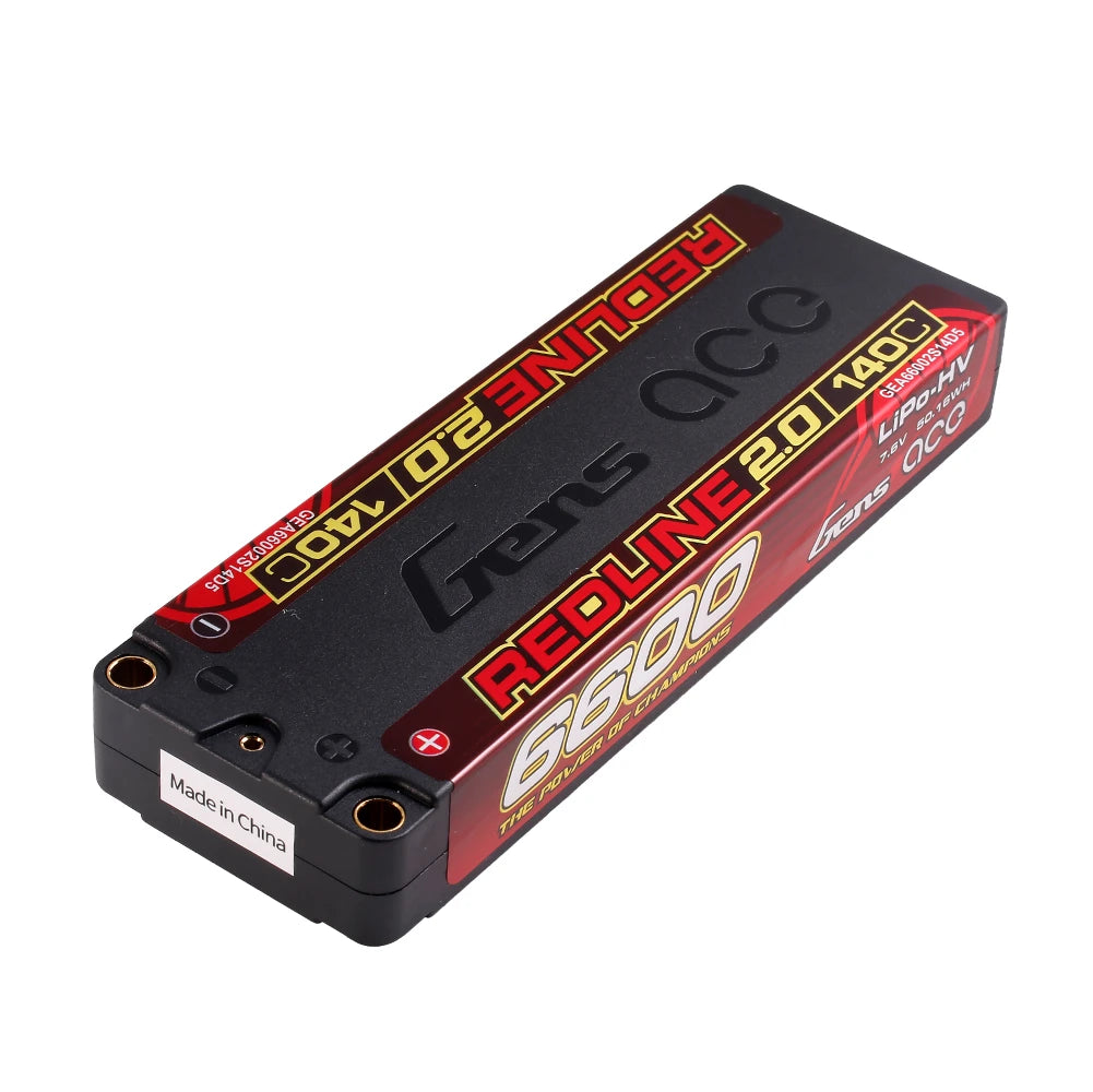 Gens ace 6600mAh 2S 140C 7.6V(HV) Lipo Battery | 5.0mm bullet | Redline 2.0
