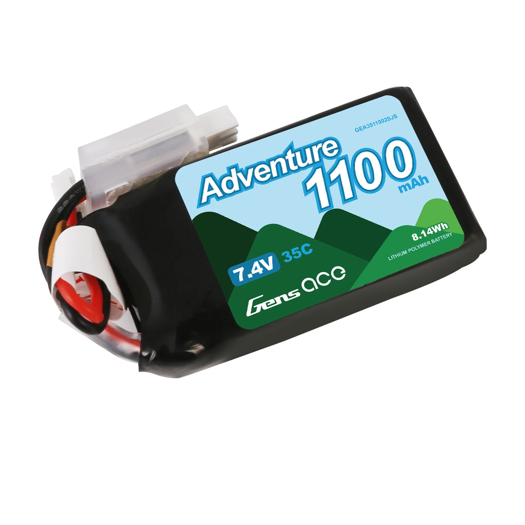 Gens ace 1100mAh 2S 35C 7.4V Lipo Battery | JST-PHR Plug | Adventure (Non-G-Tech)