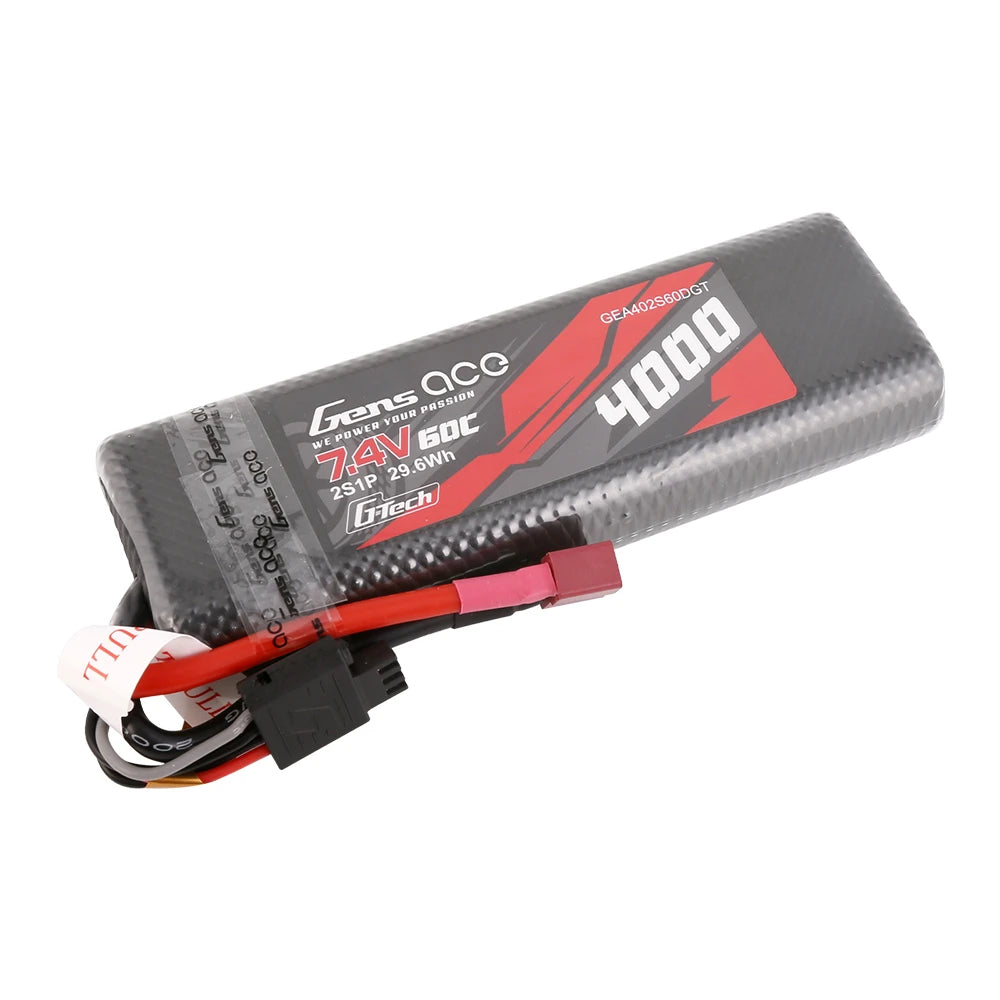 Gens ace 4000mAh 2S 60C 7.4V Lipo Battery | Hardcase | Deans Plug | Car Classic