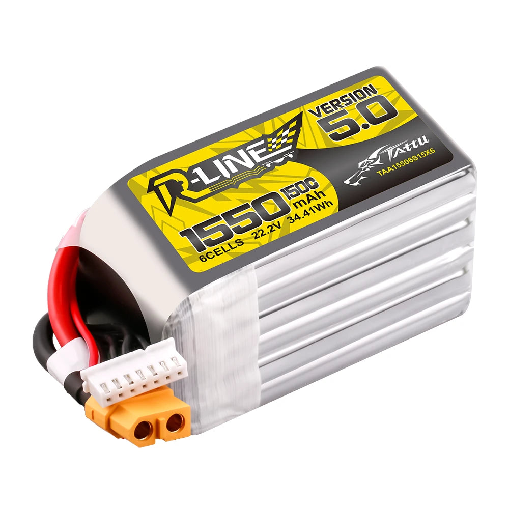 Tattu 1550mAh 6S 150C 22.2V Lipo Battery | XT60 Plug | R-Line 5.0