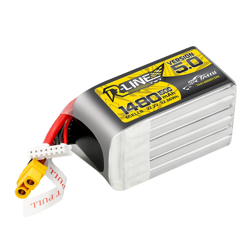 Tattu 1480mAh 6S 150C 22.2V Lipo Battery | XT60 Plug | R-Line 5.0