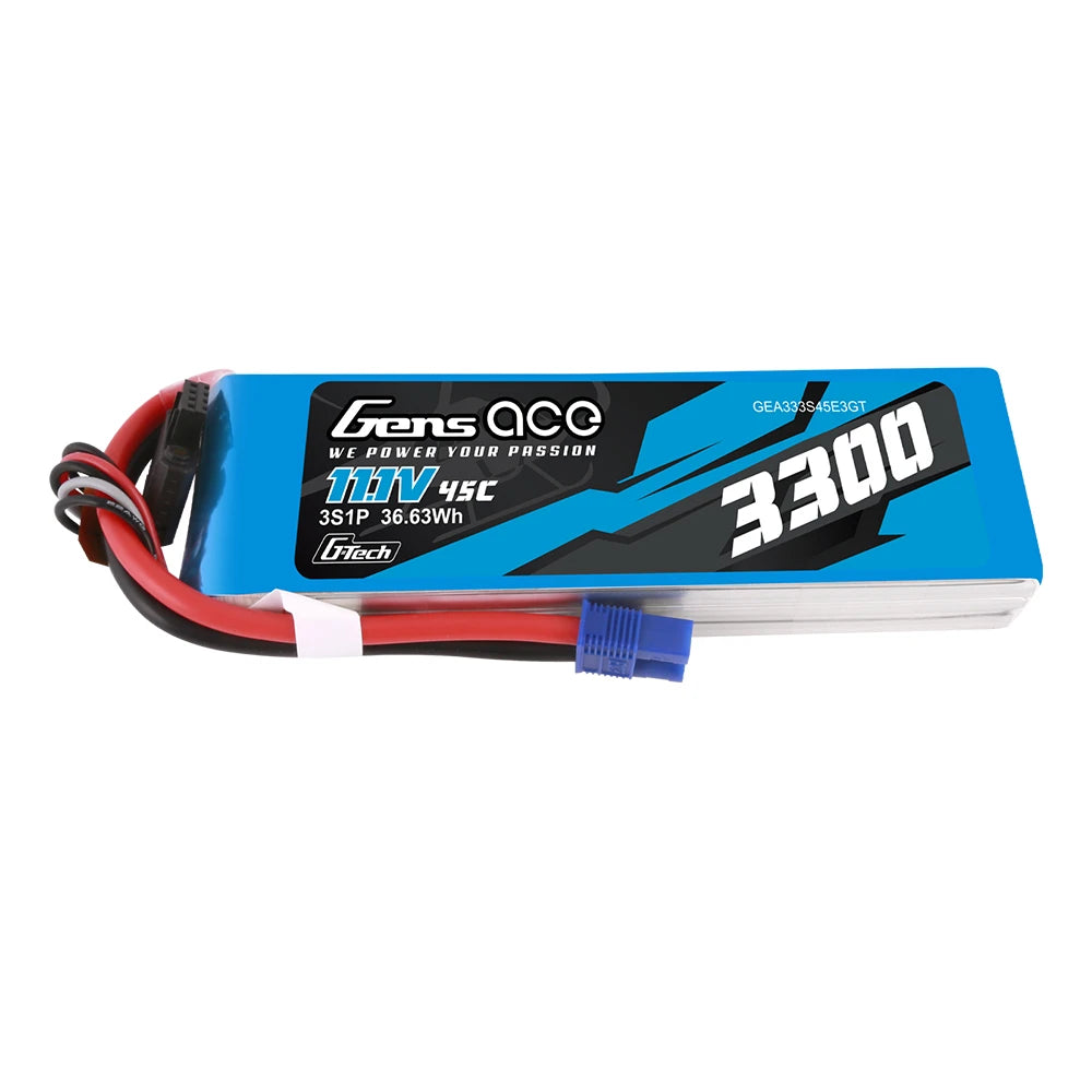 Gens ace 3300mAh 3S 45C 11.1V Lipo Battery | EC3 Plug | Air Classic
