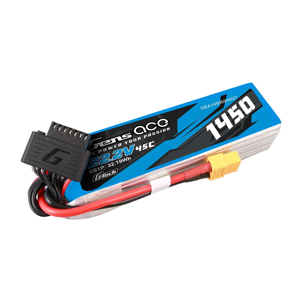 Gens ace 1450mAh 6S 45C 22.2V Lipo Battery | XT60 Plug | Air Classic