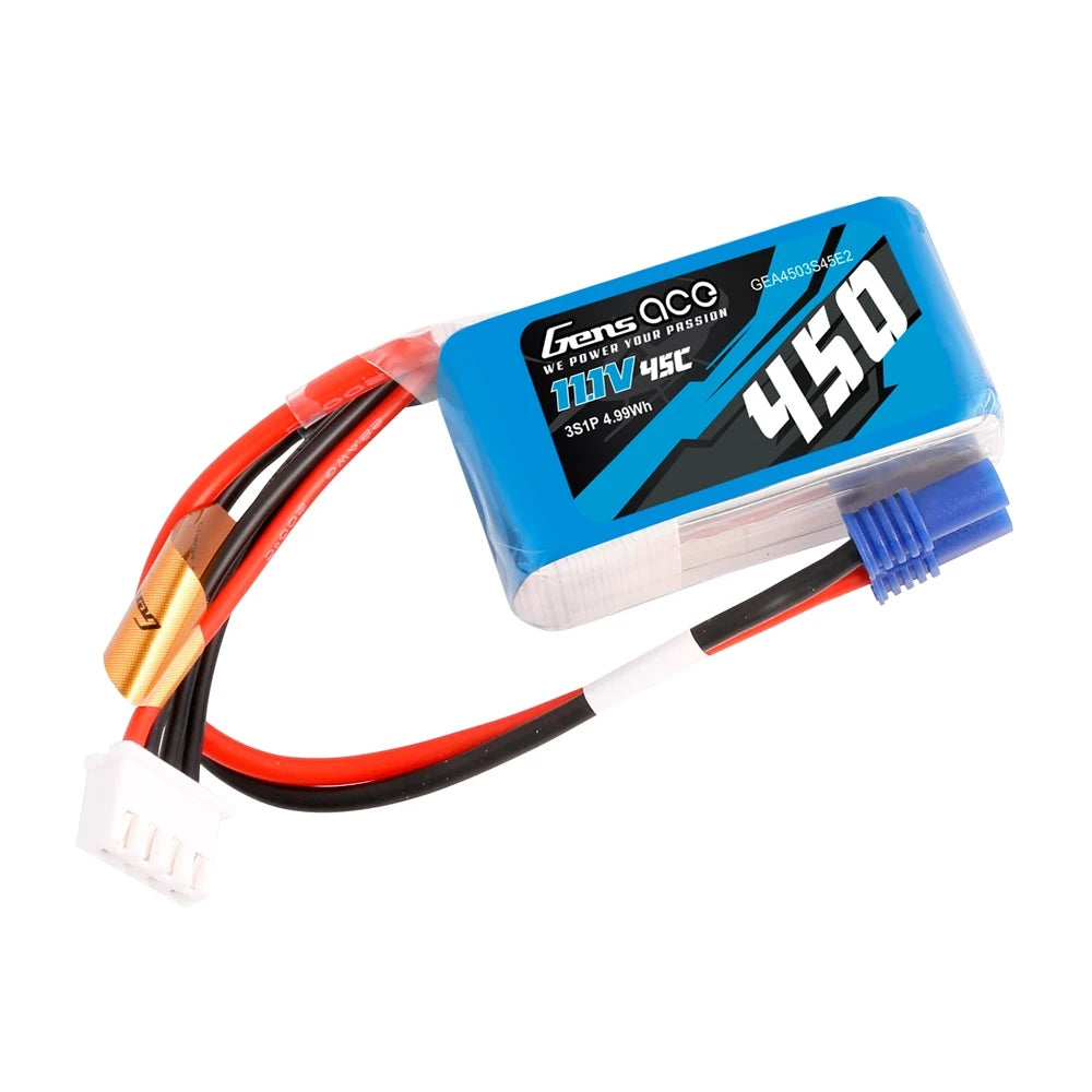 Gens ace 450mAh 3S 45C 11.1V Lipo Battery | EC2 Plug | Air Classic (Non-G-Tech)