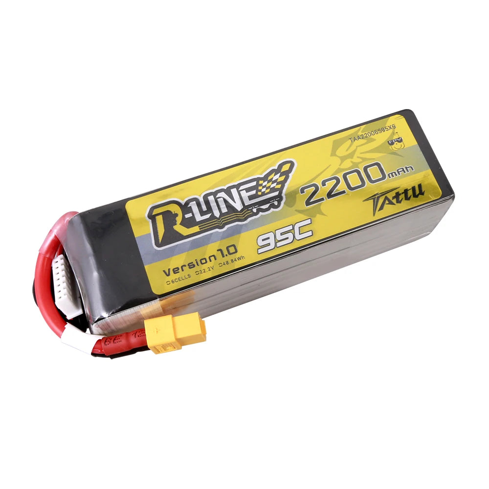 Tattu 2200mAh 6S 95C 22.2V Lipo Battery | XT60 Plug | R-Line 1.0