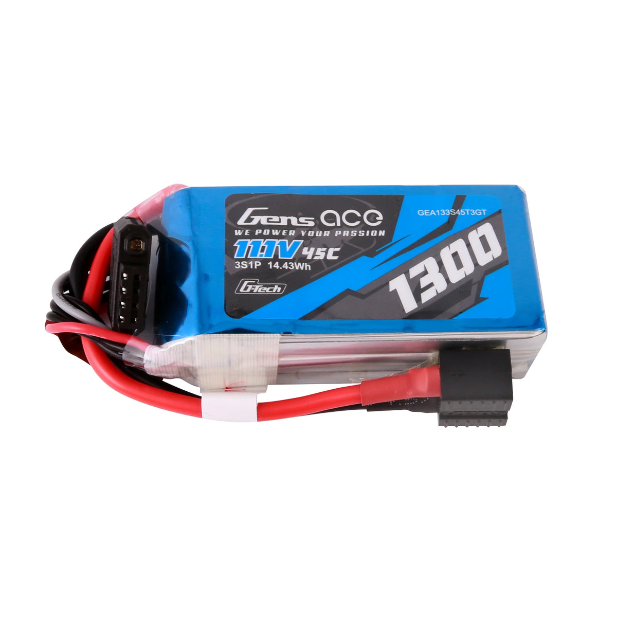 Gens ace 1300mAh 3S 45C 11.1V Lipo Battery | EC3+Deans | Air Classic