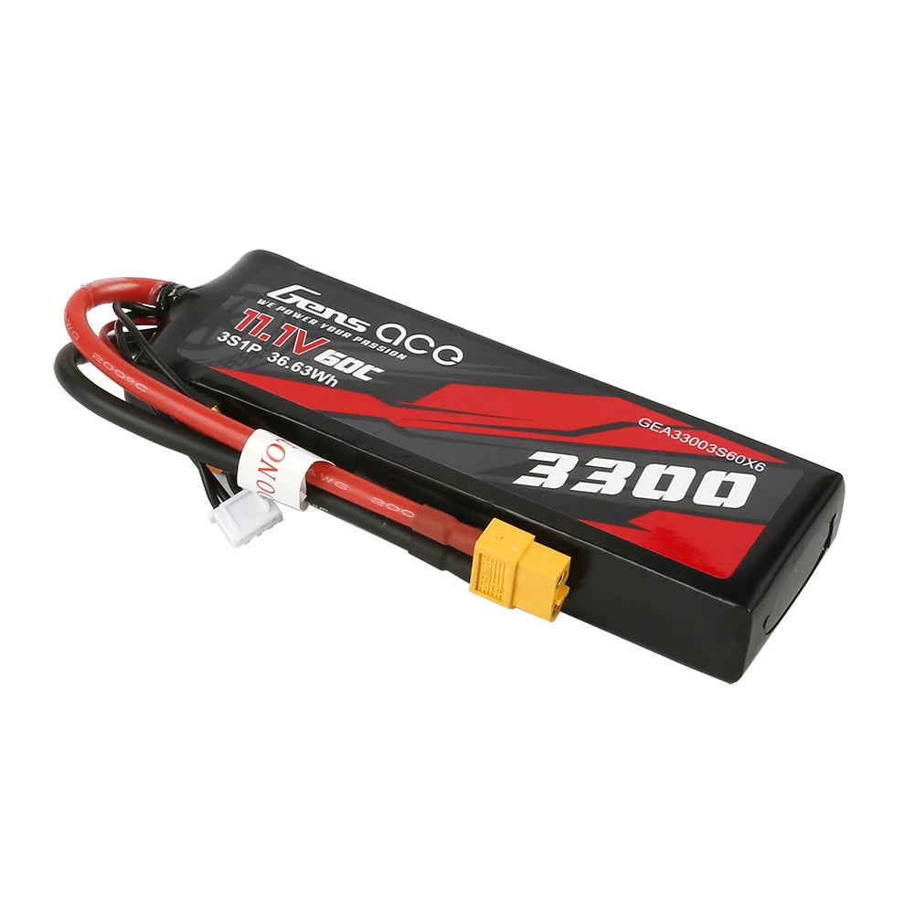 Gens ace 3300mAh 3S 60C 11.1V Lipo Battery | XT60 Plug | Car Classic