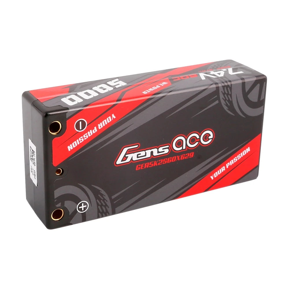 Gens ace 5000mAh 2S 60C 7.4V Lipo Battery | Hardcase | 4.0mm bullet to XT60 Plug | Car Classic