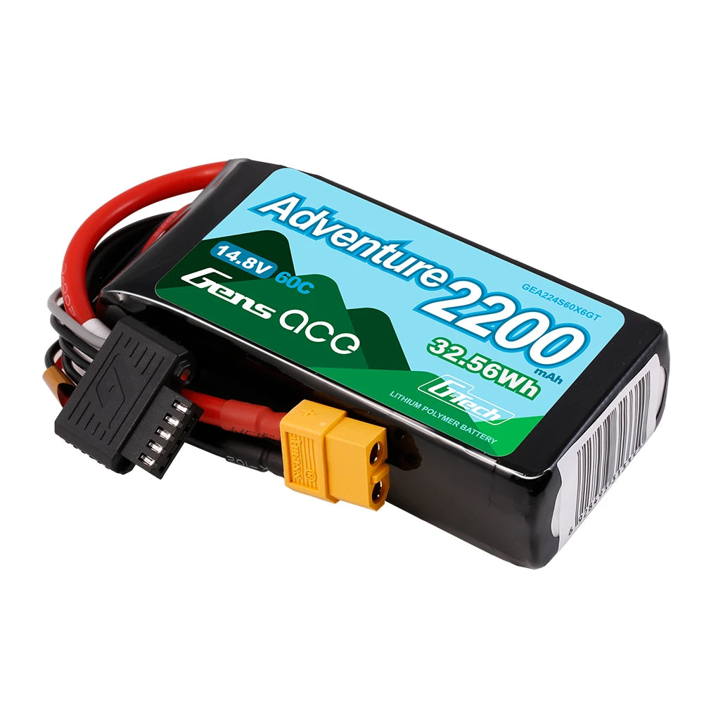 Gens ace 2200mAh 4S 60C 14.8V Lipo Battery | XT60 Plug | Adventure