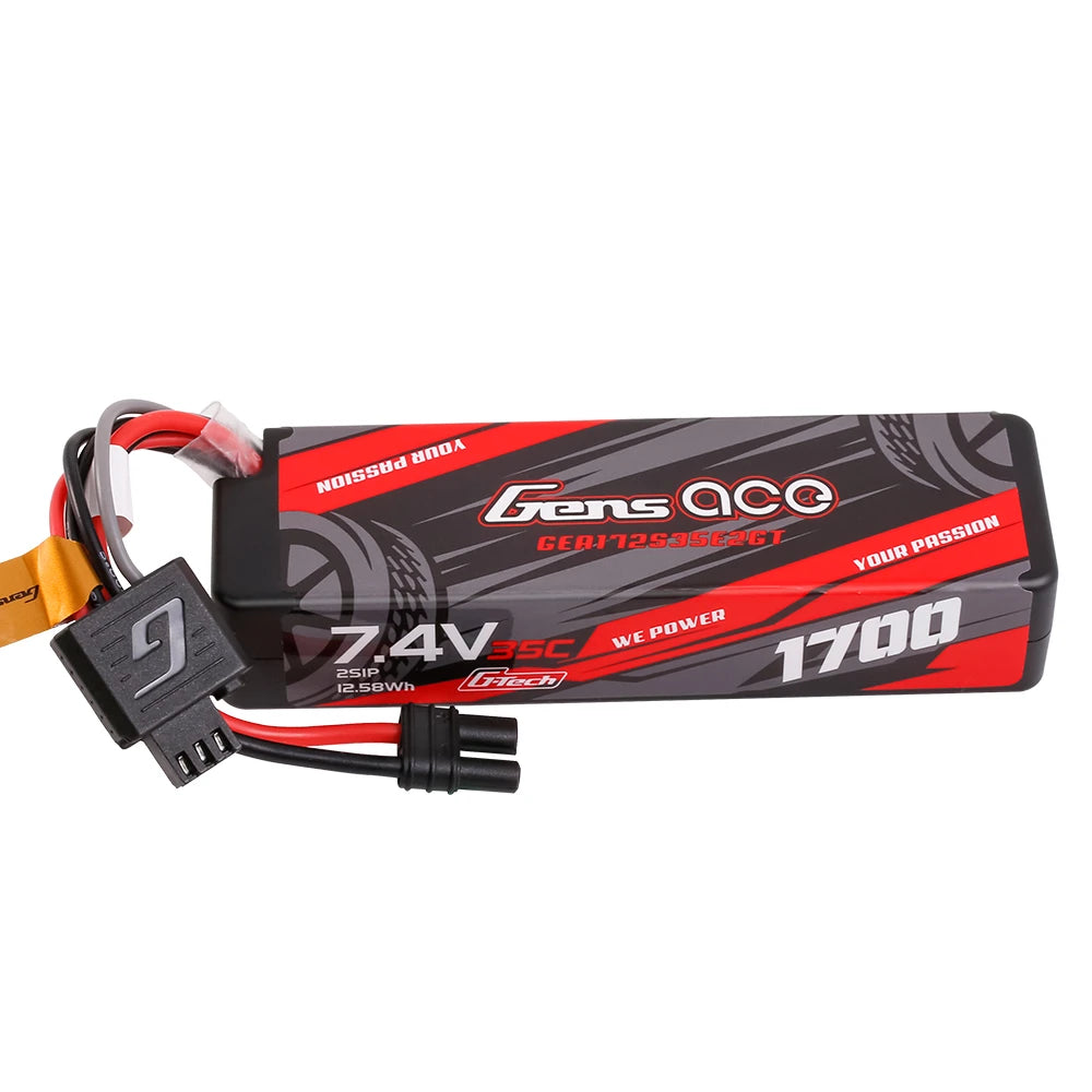 Gens ace 1700mAh 2S 35C 7.4V Lipo Battery | Hardcase | IEC2 Plug | Car Classic