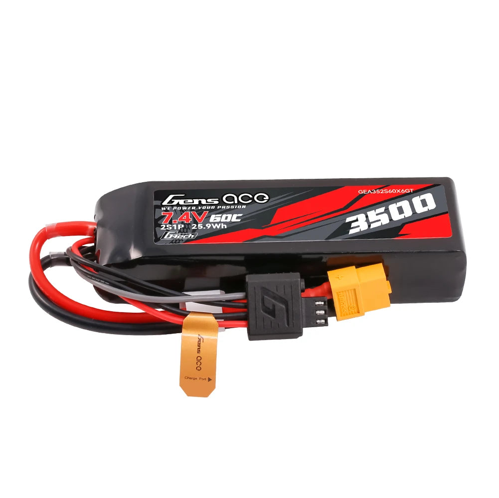 Gens ace 3500mAh 2S 60C 7.4V Lipo Battery | XT60 Plug | Car Classic
