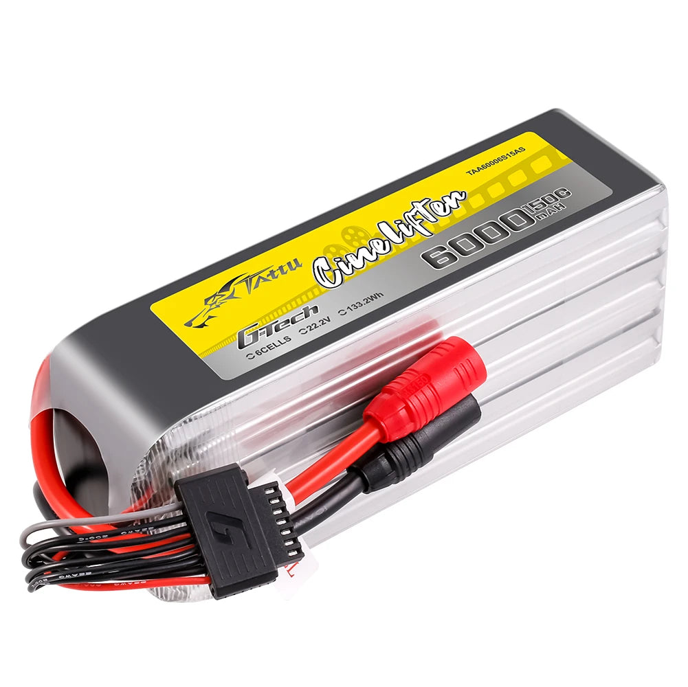 Tattu 6000mAh 6S 150C 22.2V Lipo Battery | AS150 Plug | UAV Classic (Cinelifter)