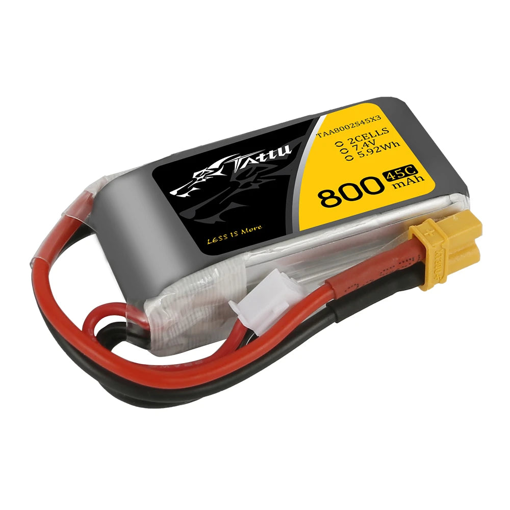 Tattu 800mAh 2S 45C 7.4V Lipo Battery | XT30 Plug | FPV Classic