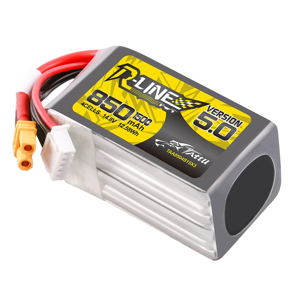 Tattu 850mAh 4S 150C 14.8V Lipo Battery | XT30U-F Plug | R-Line 5.0