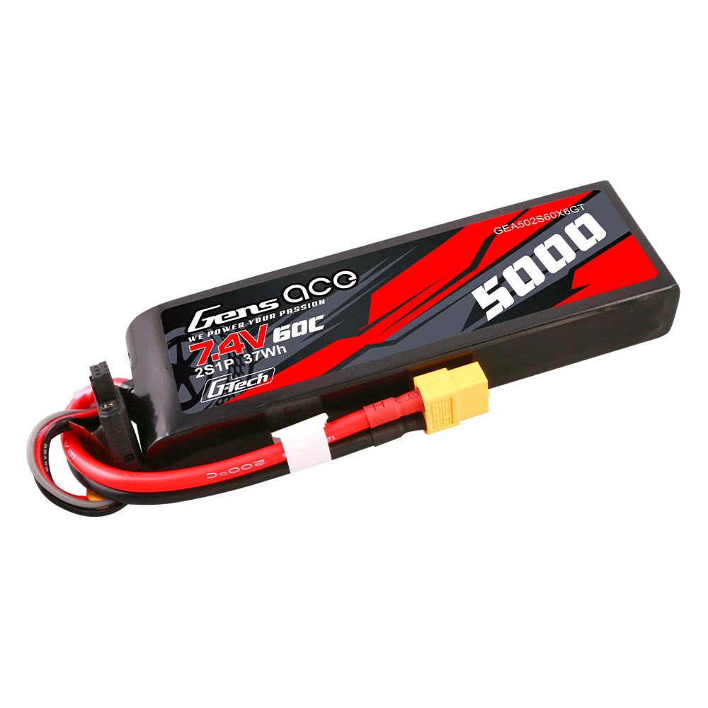 Gens ace 5000mAh 2S 60C 7.4V Short-Size Lipo Battery | XT60 Plug | Car Classic