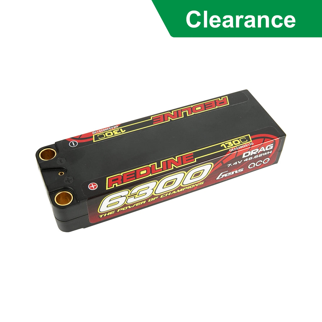Gens ace 6300mAh 2S 130C 7.4V Lipo Battery | 8.0mm bullet | Redline 1.0