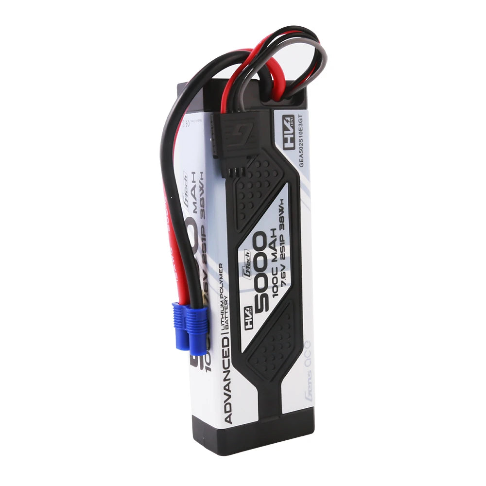 Gens ace 5000mAh 2S 100C 7.6V(HV) Lipo Battery | Hardcase | EC3 Plug | Advanced