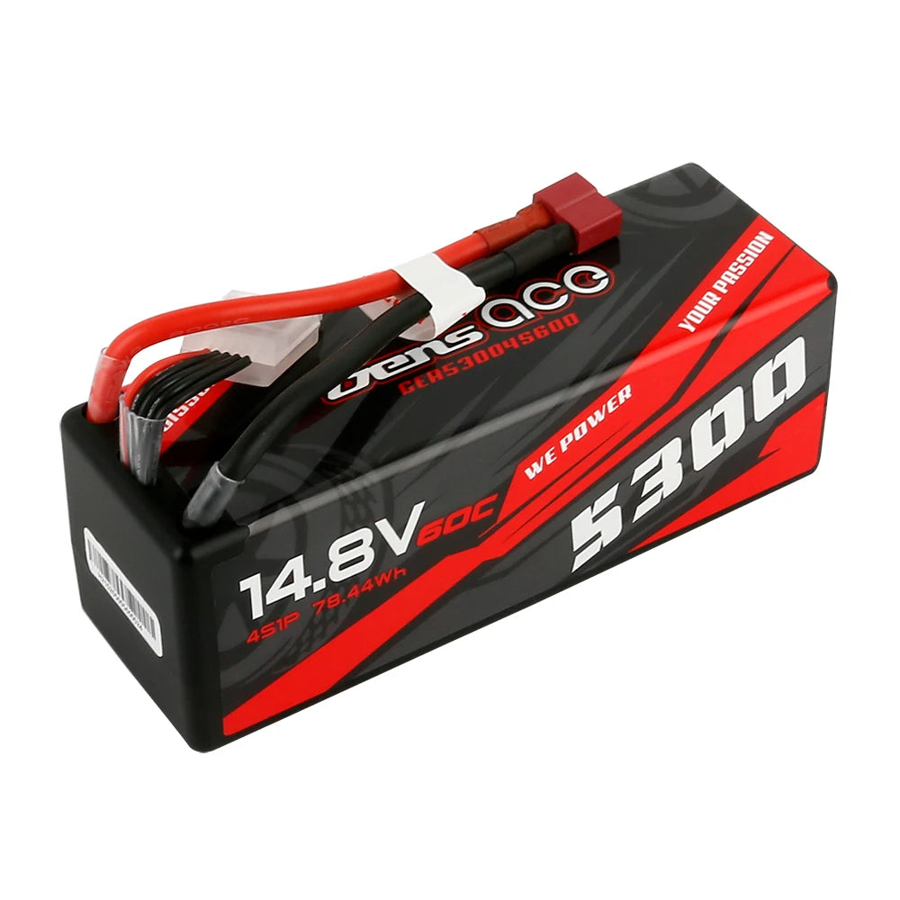 Gens ace 5300mAh 4S 60C 14.8V Lipo Battery | Hardcase | Deans Plug | Car Classic (Non-G-Tech)