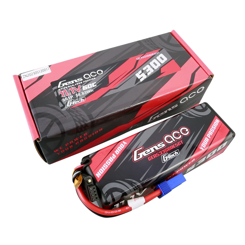 Gens ace 5300mAh 3S 60C 11.1V Lipo Battery | Hardcase | EC5 Plug | Car Classic