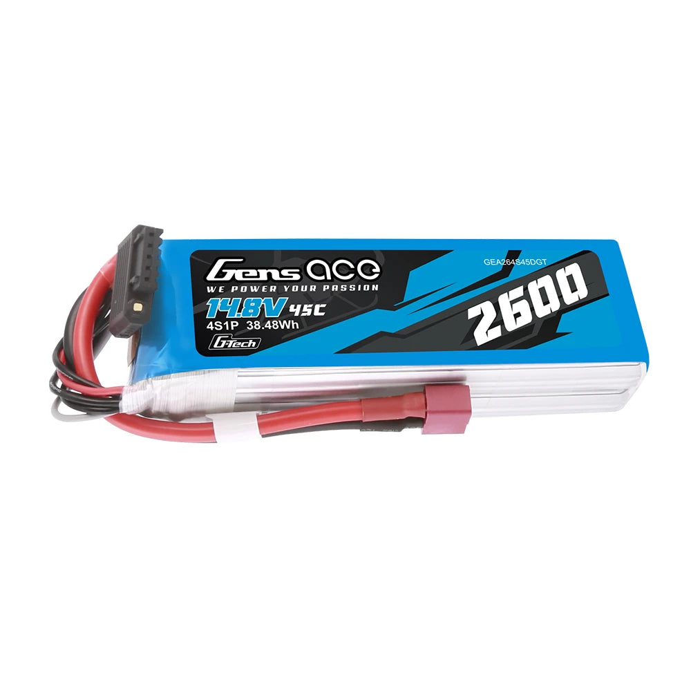 Gens ace 2600mAh 4S 45C 14.8V Lipo Battery | Deans Plug | Air Classic