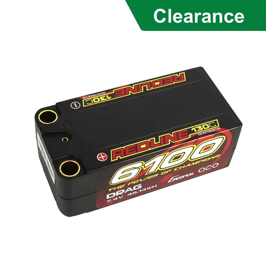 Gens ace 6100mAh 2S 130C 7.4V Shorty Lipo Battery | 8.0mm bullet | Redline 1.0