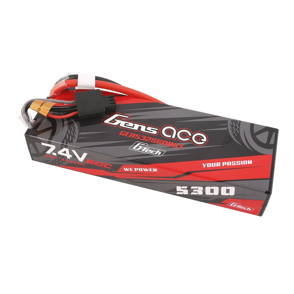 Gens ace 5300mAh 2S 60C 7.4V Lipo Battery | Hardcase | Deans Plug | Car Classic