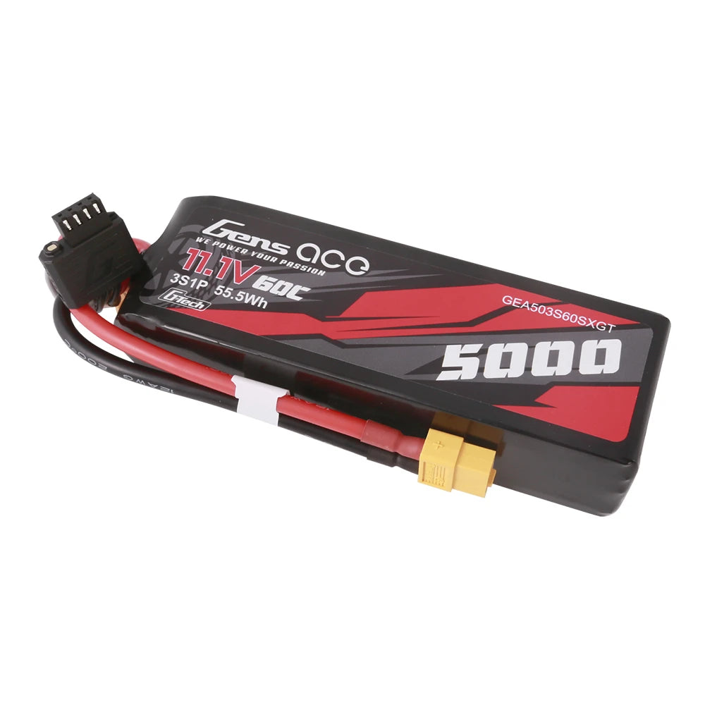 Gens ace 5000mAh 3S 60C 11.1V Short-Size Lipo Battery | XT60 Plug | Car Classic