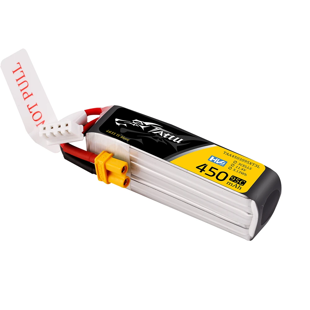 Tattu 450mAh 3S 95C 11.4V(HV) Long Lipo Battery | XT30 Plug | FPV Classic
