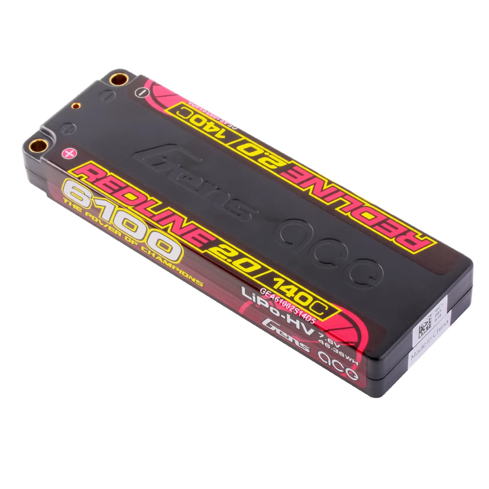 Gens ace 6100mAh 2S 140C 7.6V(HV) Lipo Battery | 5.0mm bullet | Redline 2.0