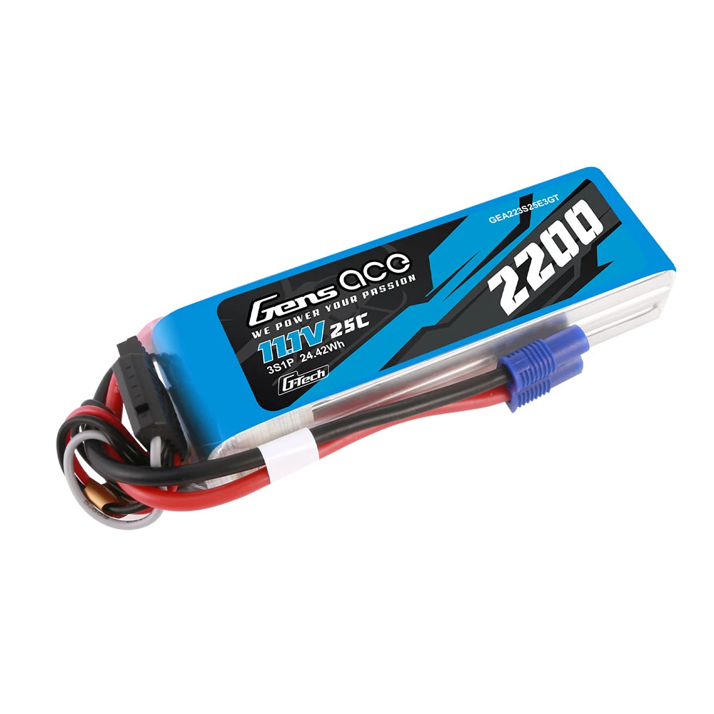 Gens ace 2200mAh 3S 25C 11.1V Lipo Battery | EC3 Plug | Air Classic