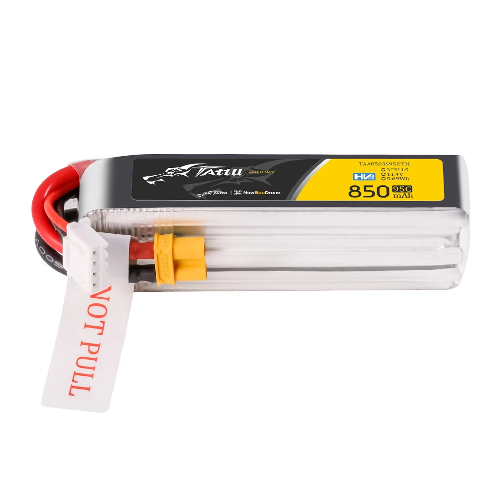 Tattu 850mAh 3S 95C 11.4V(HV) Long Lipo Battery | XT30 Plug | FPV Classic