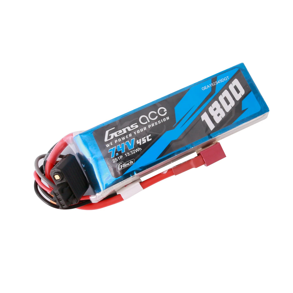 Gens ace 1800mAh 2S 45C 7.4V Lipo Battery | Deans Plug | Air Classic