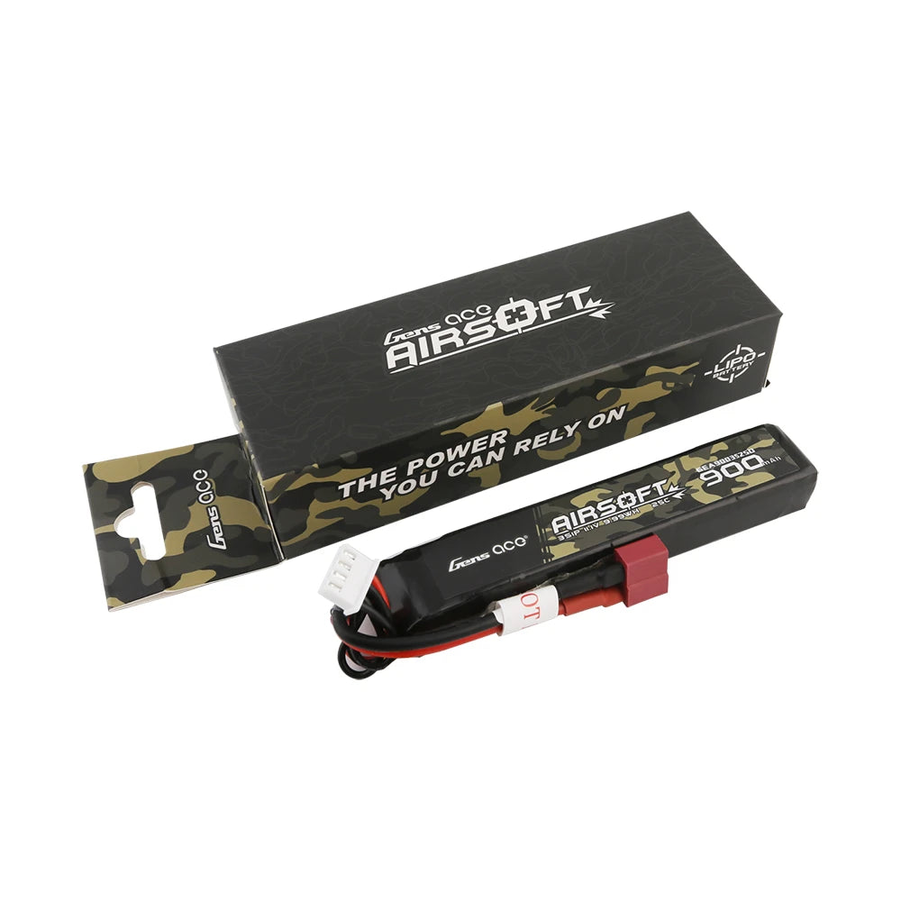 Gens ace 900mAh 3S 25C 11.1V Lipo Battery | Deans Plug | Airsoft