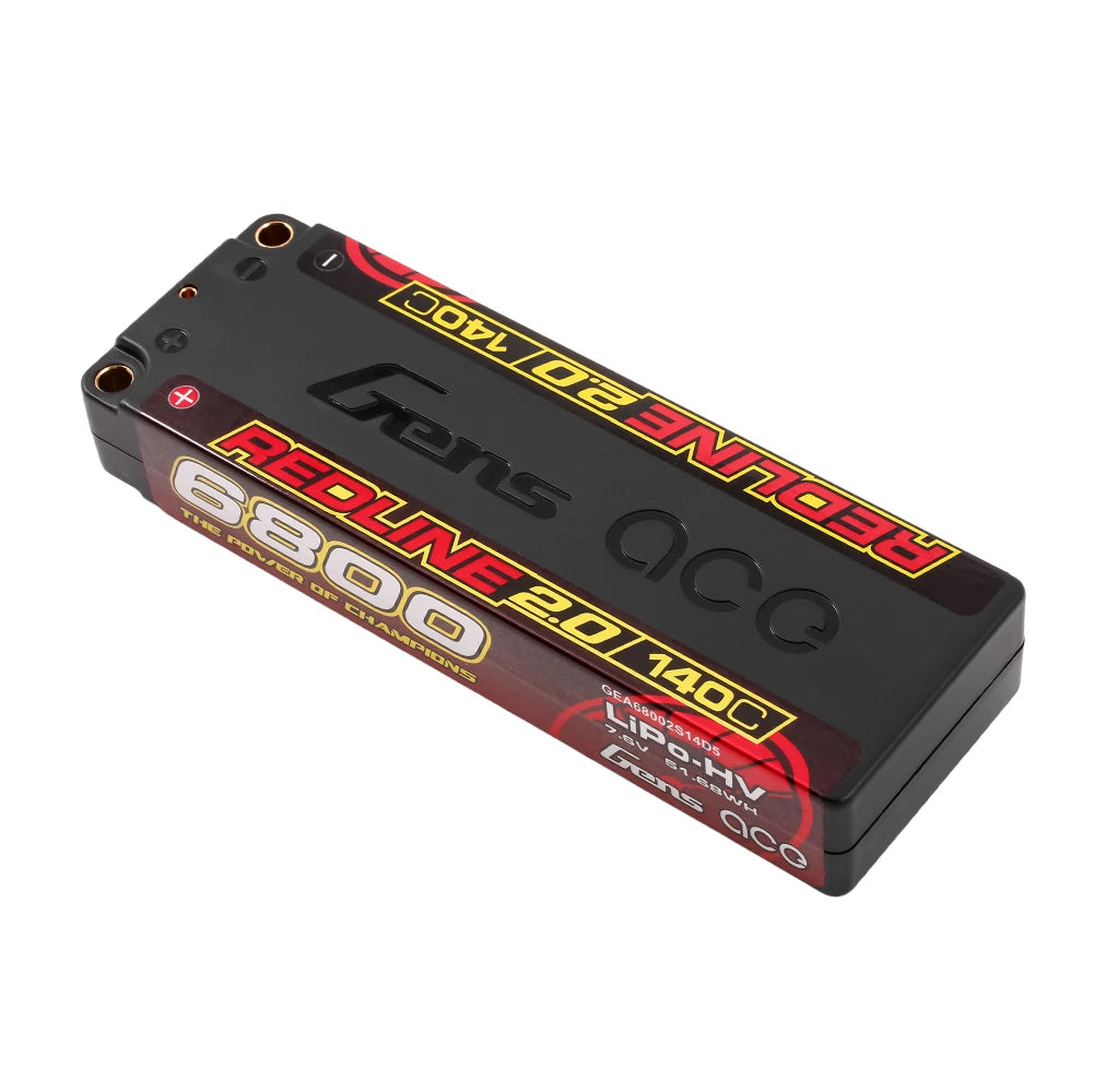 Gens ace 6800mAh 2S 140C 7.6V(HV) Lipo Battery | 5.0mm bullet | Redline 2.0
