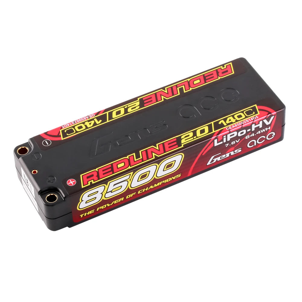 Gens ace 8500mAh 2S 140C 7.6V(HV) Lipo Battery | 5.0mm bullet | Redline 2.0