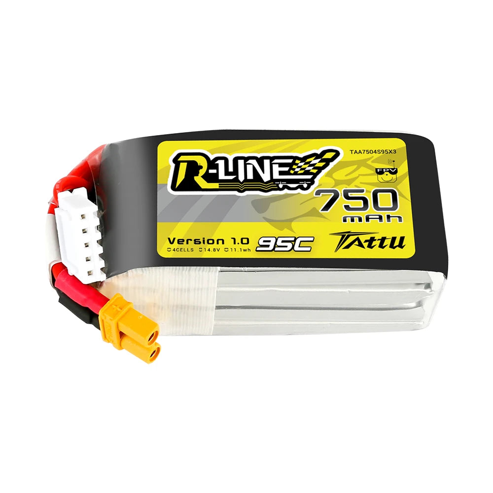 Tattu 750mAh 4S 95C 14.8V Lipo Battery | XT30 Plug | R-Line 1.0