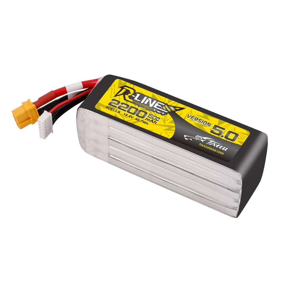 Tattu 2200mAh 5S 150C 18.5V Lipo Battery | XT60 Plug | R-Line 5.0
