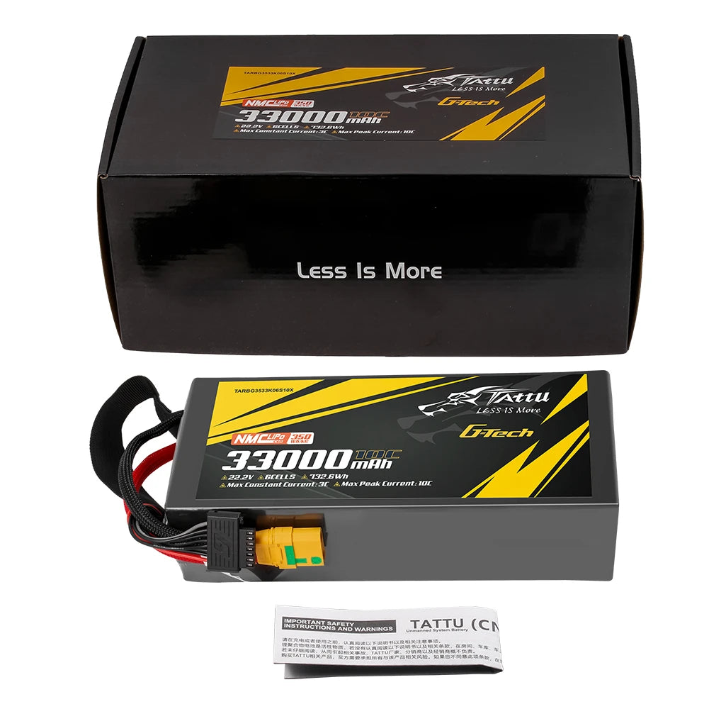 Tattu 33000mAh 6S 10C 22.2V Lipo Battery | XT90-S Plug | Semi-solid (350Wh/kg)