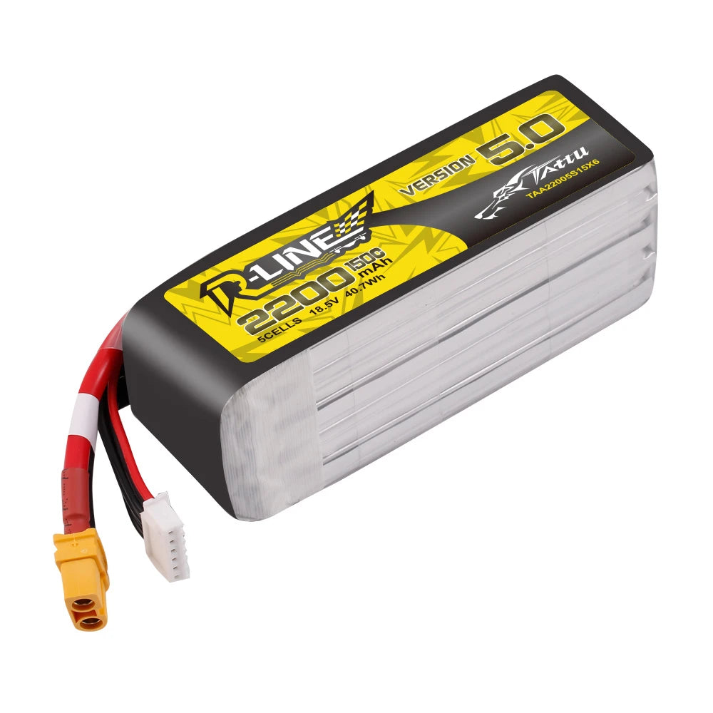 Tattu 2200mAh 5S 150C 18.5V Lipo Battery | XT60 Plug | R-Line 5.0