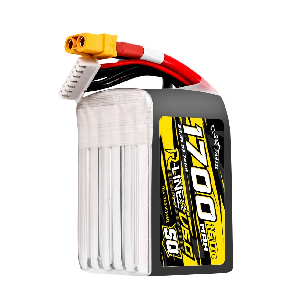 Tattu 1700mAh 6S 160C 22.2V SQ Lipo Battery | XT60 Plug | R-Line 6.0