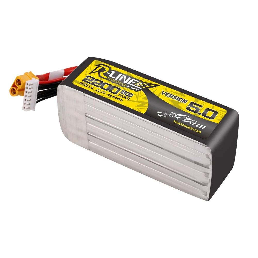 Tattu 2200mAh 6S 150C 22.2V Lipo Battery | XT60 Plug | R-Line 5.0
