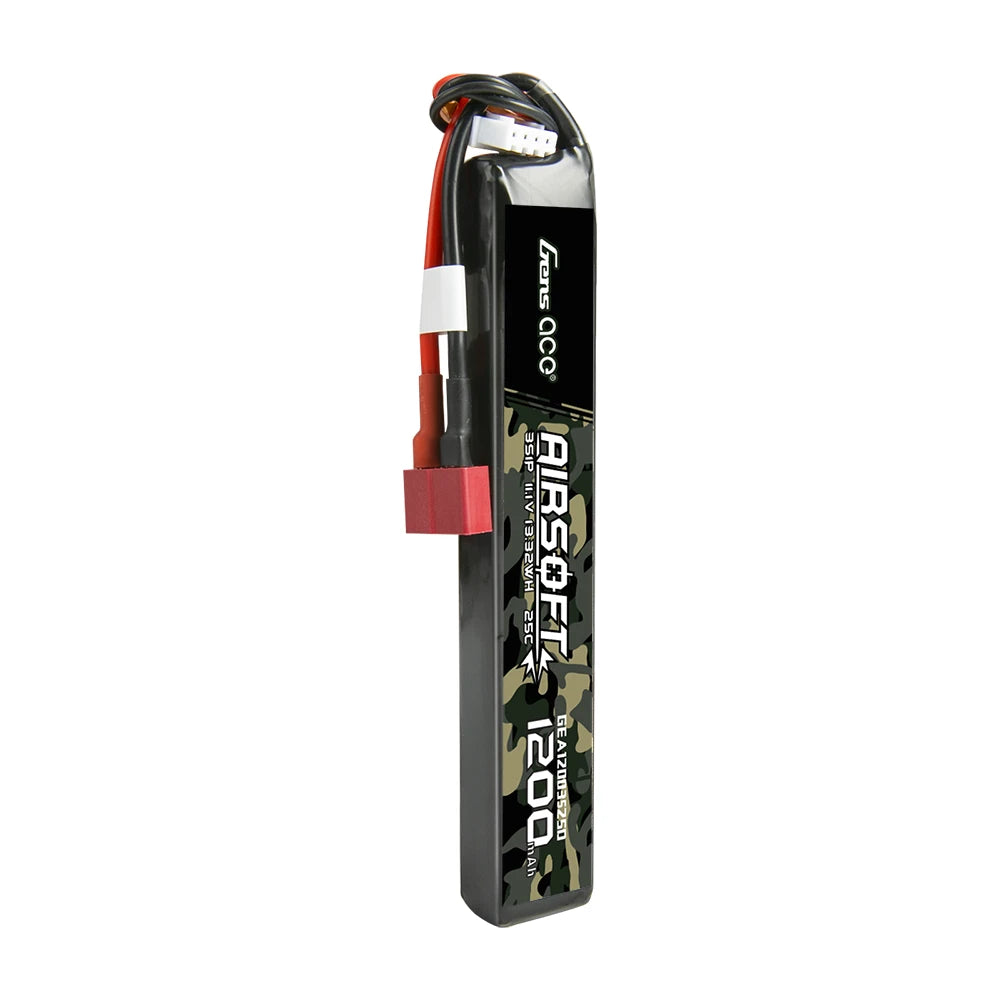 Gens ace 1200mAh 3S 25C 11.1V Lipo Battery | Deans Plug | Airsoft (New Packaging)