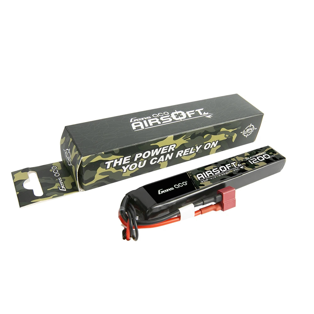 Gens ace 1200mAh 3S 25C 11.1V Lipo Battery | Deans Plug | Airsoft (New Packaging)