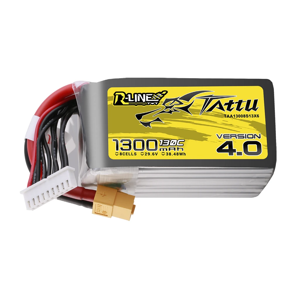 Tattu 1300mAh 8S 130C 29.6V Lipo Battery | XT60 Plug | R-Line 4.0