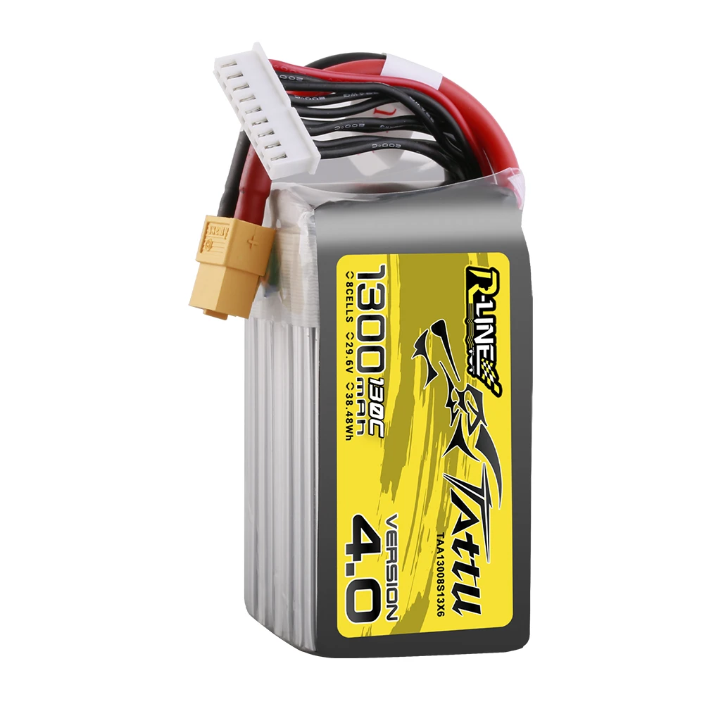 Tattu 1300mAh 8S 130C 29.6V Lipo Battery | XT60 Plug | R-Line 4.0