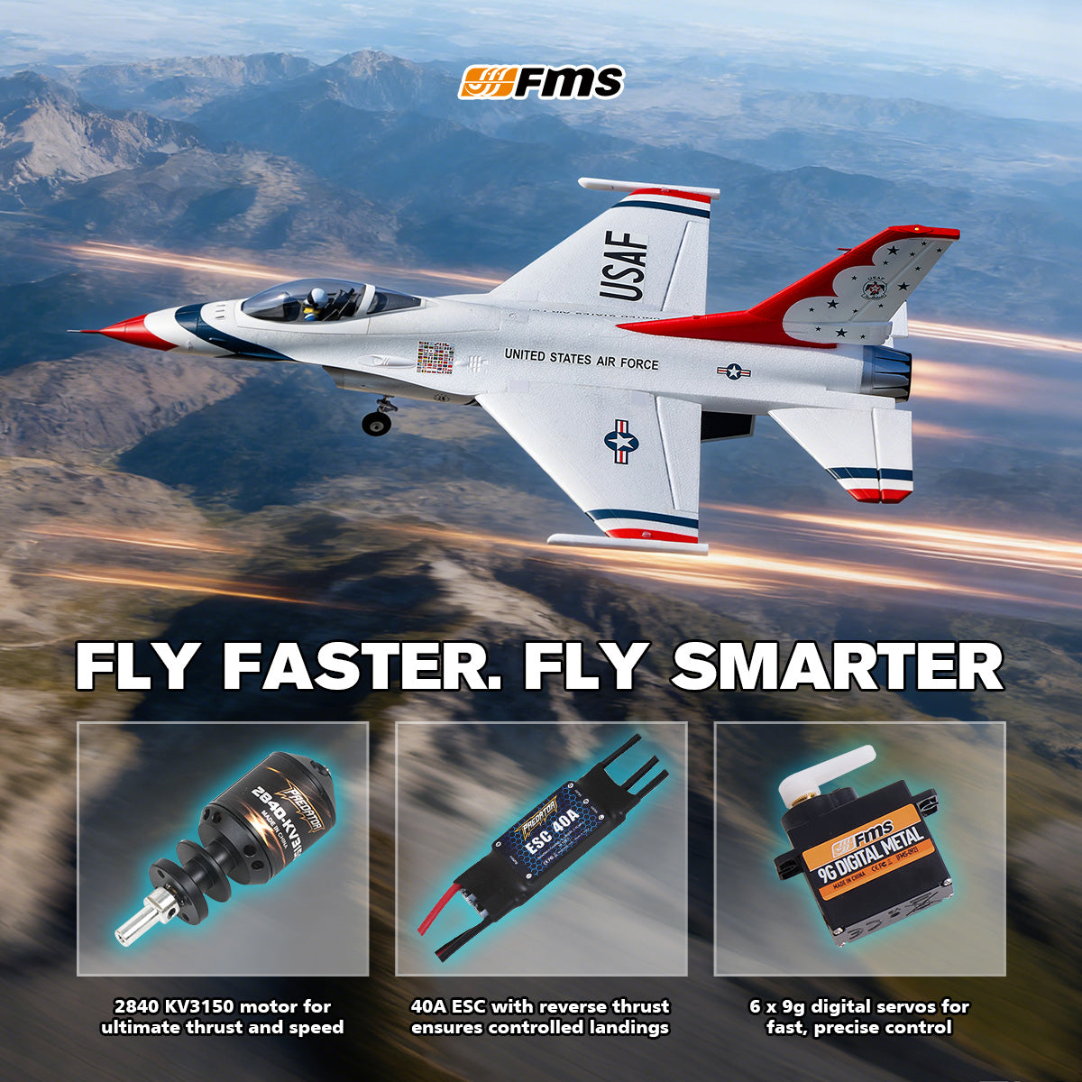 FMS EDF Jet 64mm F-16 Fighting Falcon, RTF / PNP
