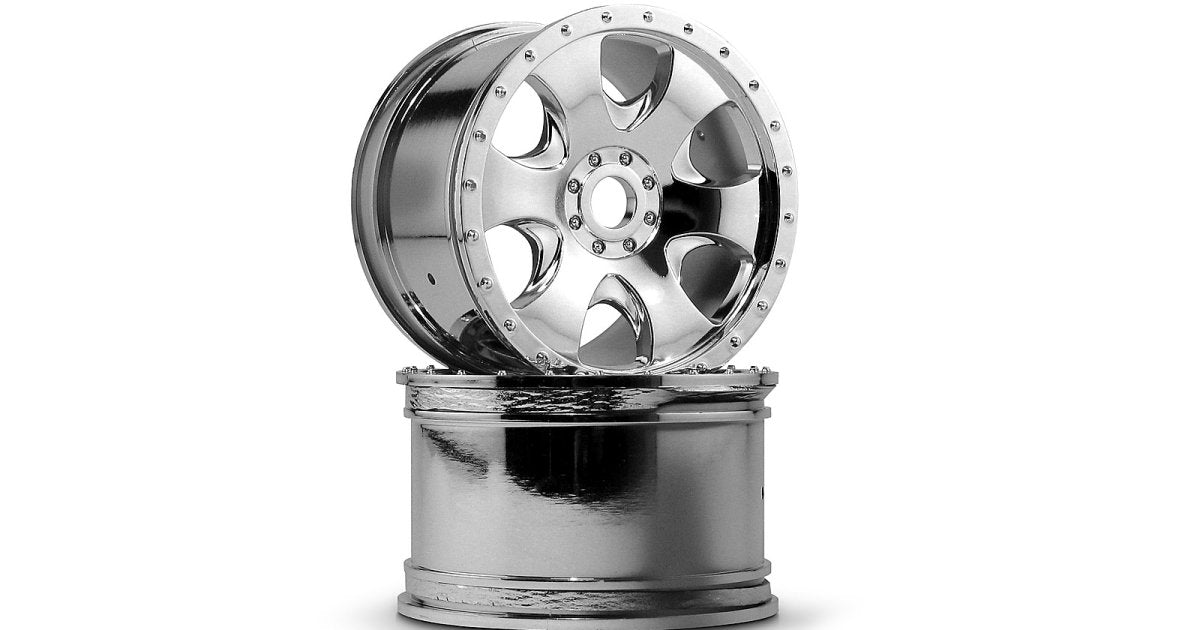 Warlock Wheel, 83X56mm, Chrome, (2pcs), Savage X - Model HPI3192 - HPI Racing